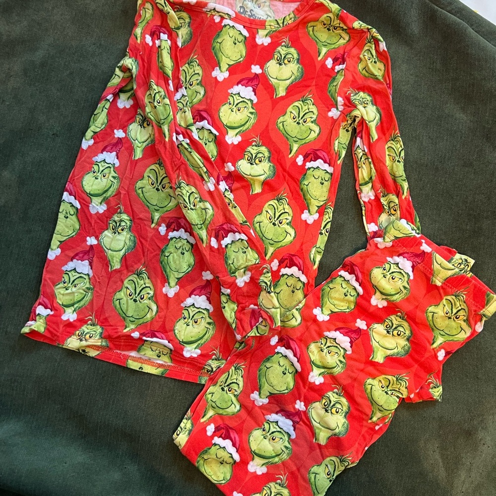Posh Peanut Grinch Pajama Set - Red and Green